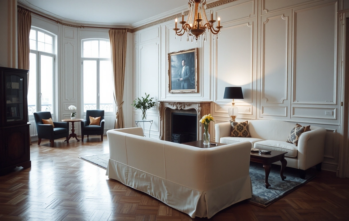 Morning light on sanitized parquet in a Parisian apartment