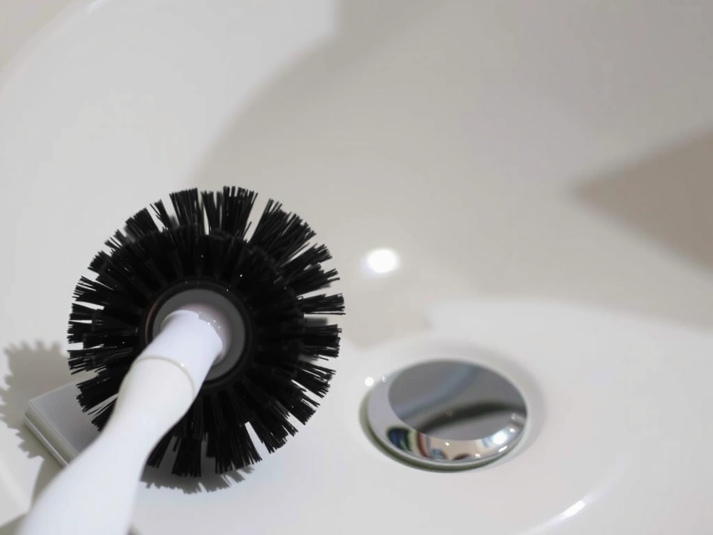 Specialized cleaning tool on porcelain surface