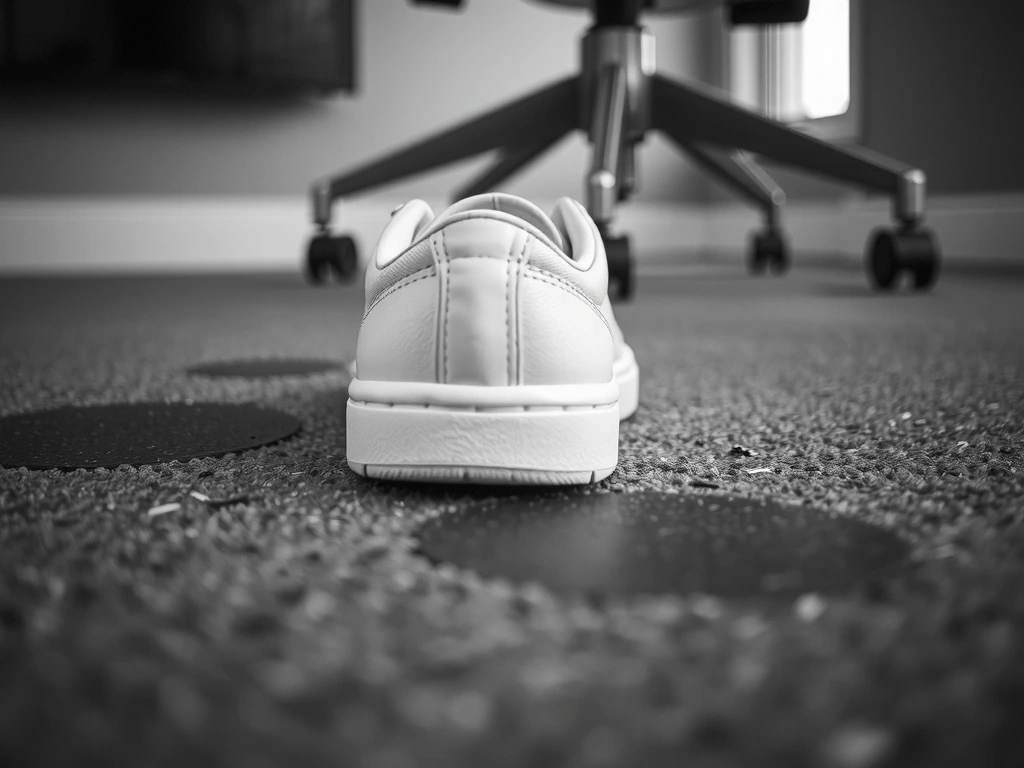 Clean sneaker sole on restored carpet